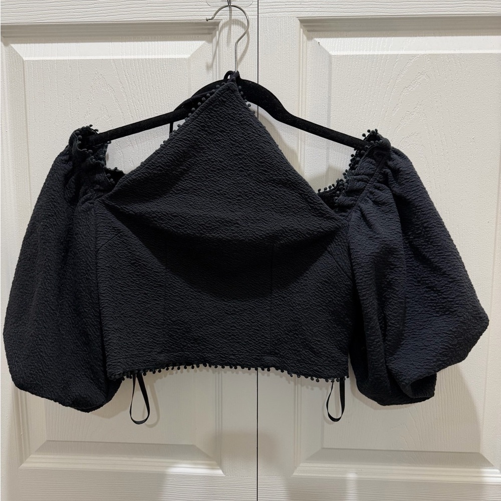 Anthropologie Frida Off-The-Shoulder Puff Sleeve Halter Top Small - Picture 3 of 6